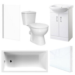 Bubly Bathrooms Modern 3-Piece Bathroom Suite: 1700X700 Bath, Wc & 550mm Gloss White Vanity Unit - Complete Set - thumbnail 1