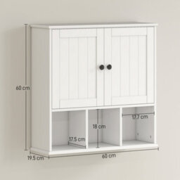 Homcom Bathroom Wall Cabinet, Medicine Cabinet With Open Compartments, Shelf - thumbnail 3
