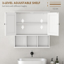 Homcom Bathroom Wall Cabinet, Medicine Cabinet With Open Compartments, Shelf - thumbnail 6