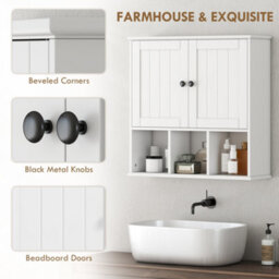 Homcom Bathroom Wall Cabinet, Medicine Cabinet With Open Compartments, Shelf - thumbnail 7