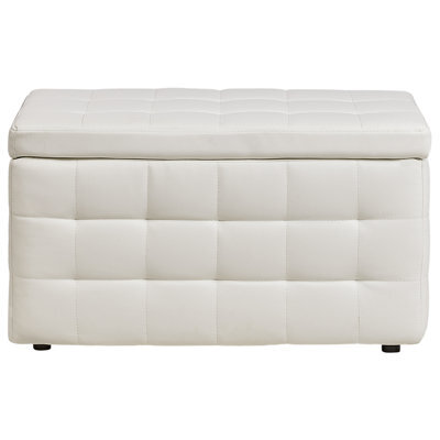 Beliani White Faux Leather Tufted Storage Ottoman Bench, Hinged Lid, 72 X 42 X 40 Cm - image 1