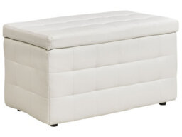 Beliani White Faux Leather Tufted Storage Ottoman Bench, Hinged Lid, 72 X 42 X 40 Cm - thumbnail 3
