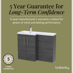 Balterley Left-Hand Bathroom Vanity And Wc Unit Combination With Basin - 1100mm - Woodgrain Anthracite With Copper Handles - thumbnail 6