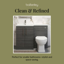 Balterley Left-Hand Bathroom Vanity And Wc Unit Combination With Basin - 1100mm - Woodgrain Anthracite With Copper Handles - thumbnail 7