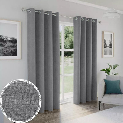 Moonlight Bedding Linen Texture 100%blackout Eyelet Curtain Pair Thermal Insulated For Summer Winter Curtains (Charcoal,66''x90'') - image 1
