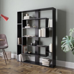 Decorotika Esteban Geometric Bookcase Shelving Unit Oak & Black - thumbnail 3