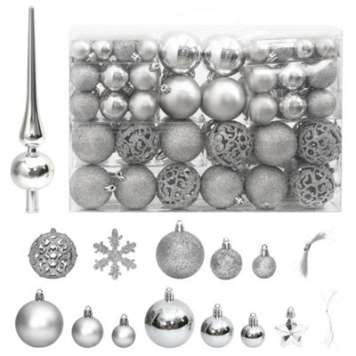 Berkfield 111 Piece Christmas Bauble Set Silver Polystyrene - image 1