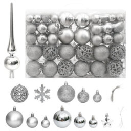 Berkfield 111 Piece Christmas Bauble Set Silver Polystyrene