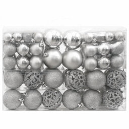 Berkfield 111 Piece Christmas Bauble Set Silver Polystyrene - thumbnail 2