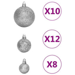 Berkfield 111 Piece Christmas Bauble Set Silver Polystyrene - thumbnail 5