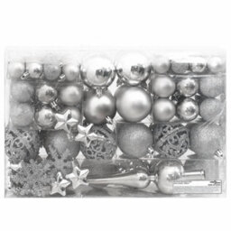 Berkfield 111 Piece Christmas Bauble Set Silver Polystyrene - thumbnail 3