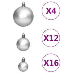 Berkfield 111 Piece Christmas Bauble Set Silver Polystyrene - thumbnail 7