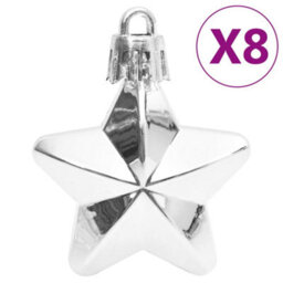 Berkfield 111 Piece Christmas Bauble Set Silver Polystyrene - thumbnail 8