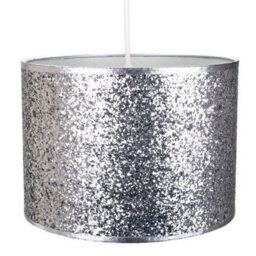Happy Homewares Modern And Designer Bright Silver Glitter Fabric Pendant/lamp Shade 25Cm Wide - thumbnail 4