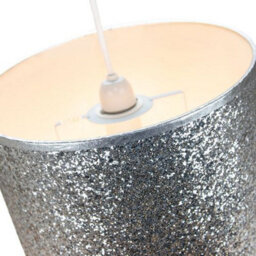 Happy Homewares Modern And Designer Bright Silver Glitter Fabric Pendant/lamp Shade 25Cm Wide - thumbnail 3