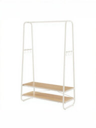 Vasagle Clothes Rail, Clothes Rack With 2 Shelves, 6 S Hooks, Steel Frame, Cream - thumbnail 2
