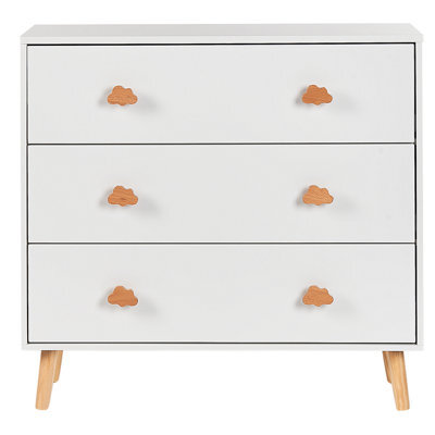 Wyld And Coco Cloudnest 3-Drawer Chest White Mdf With Pine Legs And Cloud Handles, W80 X D30 X H76Cm - image 1