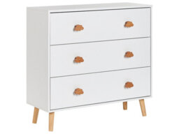 Wyld And Coco Cloudnest 3-Drawer Chest White Mdf With Pine Legs And Cloud Handles, W80 X D30 X H76Cm - thumbnail 3