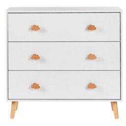 Wyld And Coco Cloudnest 3-Drawer Chest White Mdf With Pine Legs And Cloud Handles, W80 X D30 X H76Cm - thumbnail 1