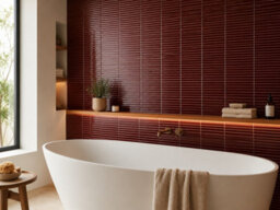 Marlborough Virello Orange Ceramic Finger Mosaic Wall Tiles (75Pack- 5 Box-6.6M2 Coverage) - Sink - 27.6Cm X 29.6Cm- Sleek Linear Luxury - thumbnail 7