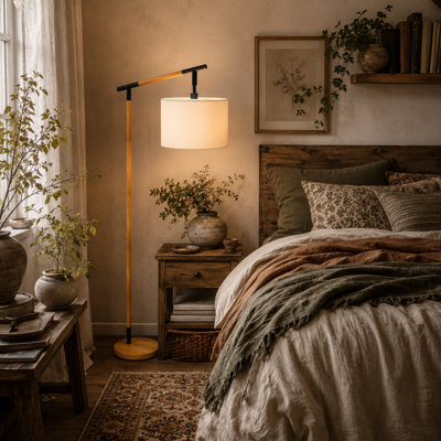 Wyld Haus Liloel Veel Brown Metal Floor Lamp With Rotating Cream Shade And E27 Led Bulb - image 1