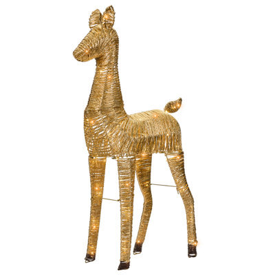 Beliani Christmas Decoration Led Akureyri Reindeer 110 Cm Gold - image 1