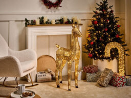 Beliani Christmas Decoration Led Akureyri Reindeer 110 Cm Gold - thumbnail 2