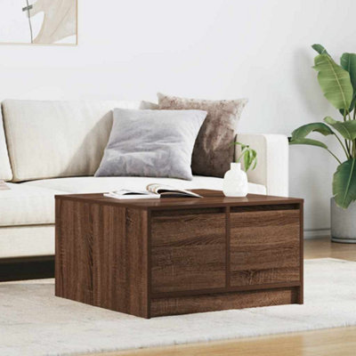 Berkfield Coffee Table With Drawers Brown Oak 70.5X70X40 Cm - image 1