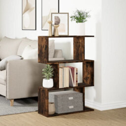Walplus Room Divider Bookcase 3 Tier Smoked Oak 70X24X97 Cm Engineered Wood - thumbnail 4