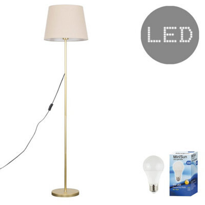 Valuelights Charles Gold Floor Lamp With Beige Tapered Shade And Bulb - image 1