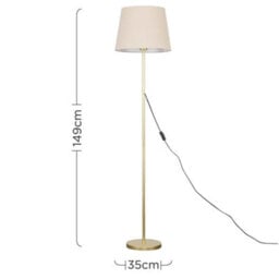 Valuelights Charles Gold Floor Lamp With Beige Tapered Shade And Bulb - thumbnail 6