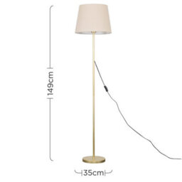 Valuelights Charles Gold Floor Lamp With Beige Tapered Shade And Bulb - thumbnail 7