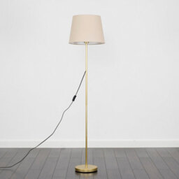 Valuelights Charles Gold Floor Lamp With Beige Tapered Shade And Bulb - thumbnail 4