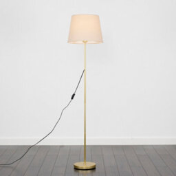Valuelights Charles Gold Floor Lamp With Beige Tapered Shade And Bulb - thumbnail 2