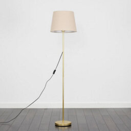 Valuelights Charles Gold Floor Lamp With Beige Tapered Shade And Bulb - thumbnail 5