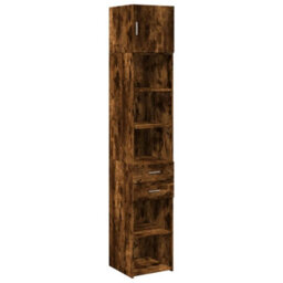 Berkfield Slim Storage Cabinet Smoked Oak 40X42.5X225 Cm Engineered Wood - thumbnail 2