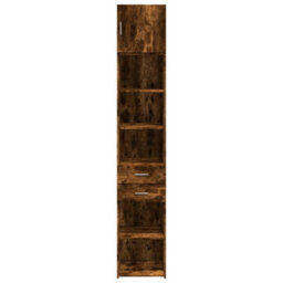 Berkfield Slim Storage Cabinet Smoked Oak 40X42.5X225 Cm Engineered Wood - thumbnail 4