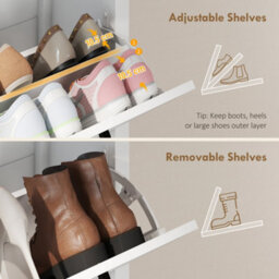 Homcom Shoe Cabinet With 3 Flip Drawers, Narrow Shoe Storage Cabinet, White - thumbnail 6