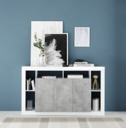 FurniComp LTD Furnicomp Viola 3 Door White Gloss And Concrete Grey Sideboard - thumbnail 1
