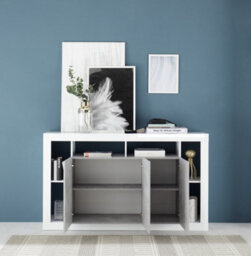 FurniComp LTD Furnicomp Viola 3 Door White Gloss And Concrete Grey Sideboard - thumbnail 3