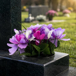 Urbn-Living Purple Peony & Foxtail Set Of 2 Artificial Silk Flower Grave Pot Memorial Arrangement Graveside Cemetery - thumbnail 6