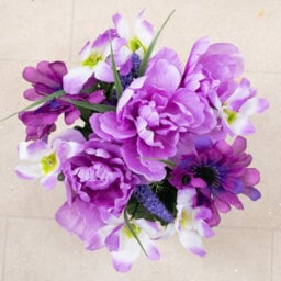 Urbn-Living Purple Peony & Foxtail Set Of 2 Artificial Silk Flower Grave Pot Memorial Arrangement Graveside Cemetery - thumbnail 7