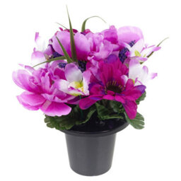Urbn-Living Purple Peony & Foxtail Set Of 2 Artificial Silk Flower Grave Pot Memorial Arrangement Graveside Cemetery - thumbnail 8