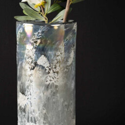 Vanity Living 41.5Cm Grey Handmade Glass Vase For Living Room Home Décor - thumbnail 2