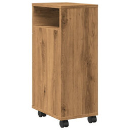 Berkfield Narrow Bathroom Cabinet With Wheels Artisian Oak Engineered Wood - thumbnail 6