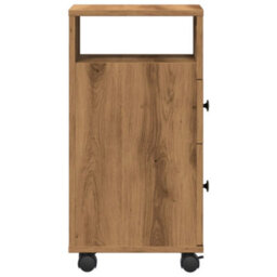 Berkfield Narrow Bathroom Cabinet With Wheels Artisian Oak Engineered Wood - thumbnail 5