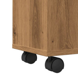 Berkfield Narrow Bathroom Cabinet With Wheels Artisian Oak Engineered Wood - thumbnail 8
