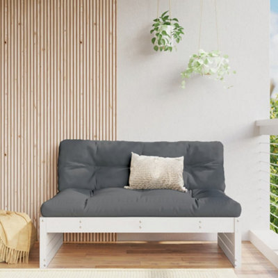 Walplus Outdoor Garden Middle Sofa For Patio Balcony Poolside Furniture White 120X80 Cm Solid Wood Pine - Cushion Not Included