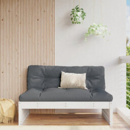 Walplus Outdoor Garden Middle Sofa For Patio Balcony Poolside Furniture White 120X80 Cm Solid Wood Pine - Cushion Not Included - thumbnail 1