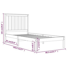 Berkfield Bed Frame Solid Wood Pine 75X190 Cm 2Ft6 Small Single - thumbnail 6